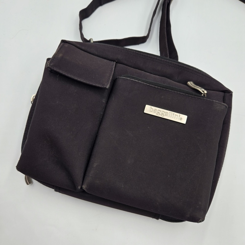 Baggallini Black Multi Pocket Compartment Adjustable Strap Crossbody Bag Purse